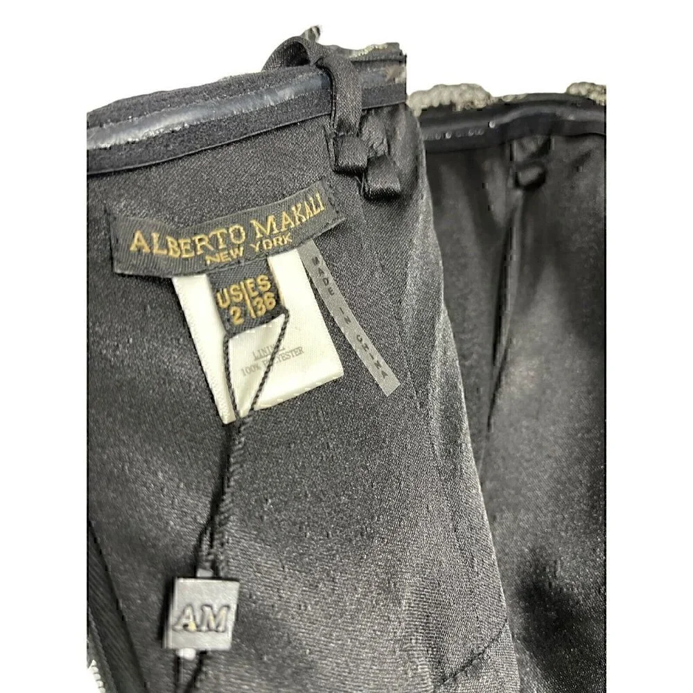 NWT Alberto Makali Strapless Mermaid Gown Dress size 2 Floral Gunmetal Maxi - Picture 8 of 9